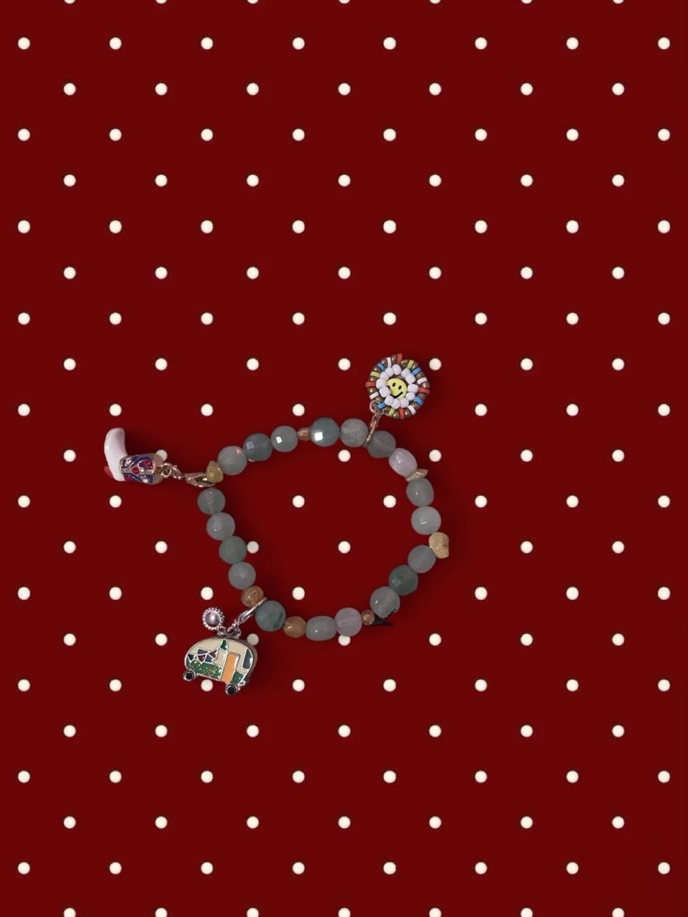Beaded Jade Bracelet With Charms